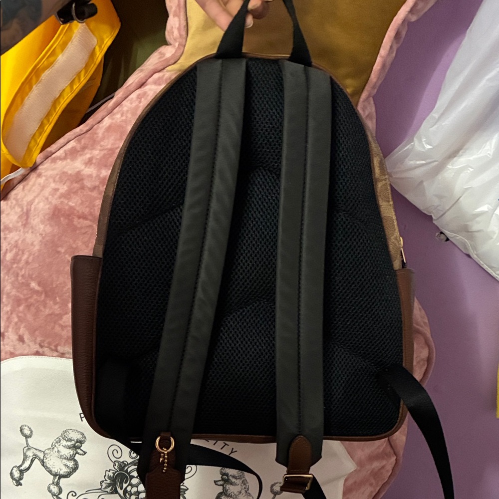 Coach Brown Signature Canvas & Leather Backpack - Picture 2 of 2